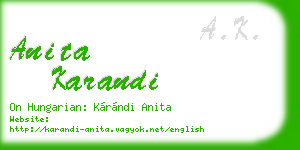 anita karandi business card